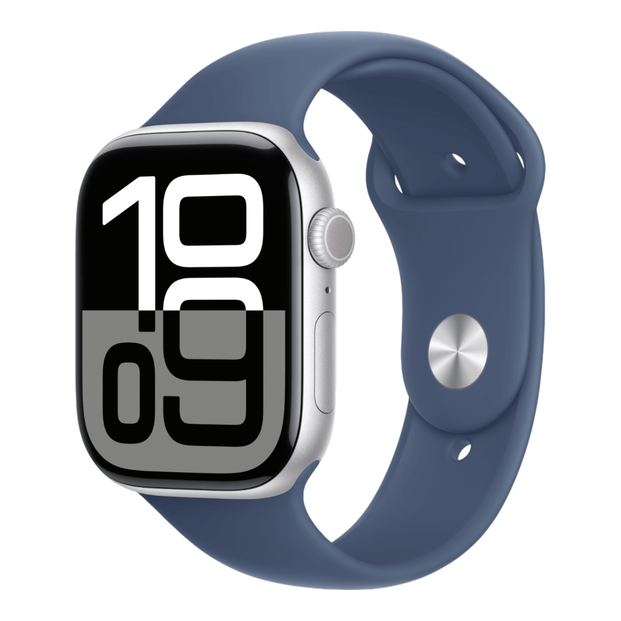 Apple Watch Series 10 GPS, 46mm Silver Aluminum Case with Denim Sport Band - M/L - alAsil